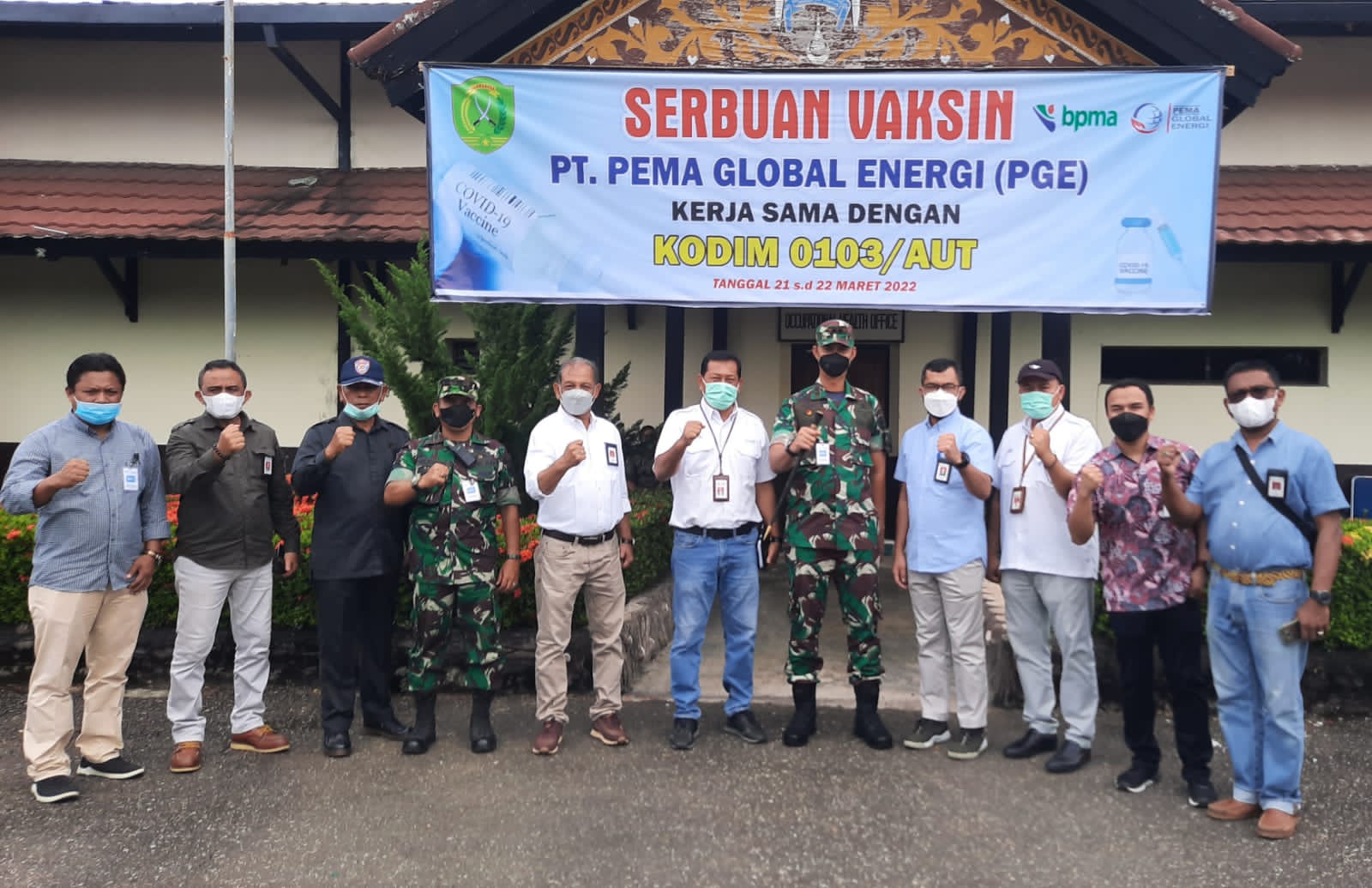 Serbuan vaksin PT PGE bersama Kodim 0103 Aceh Utara. Foto: IST