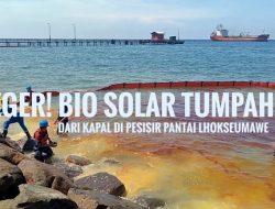 Geger! Bio Solar Tumpah dari Kapal di Pesisir Pantai Lhokseumawe
